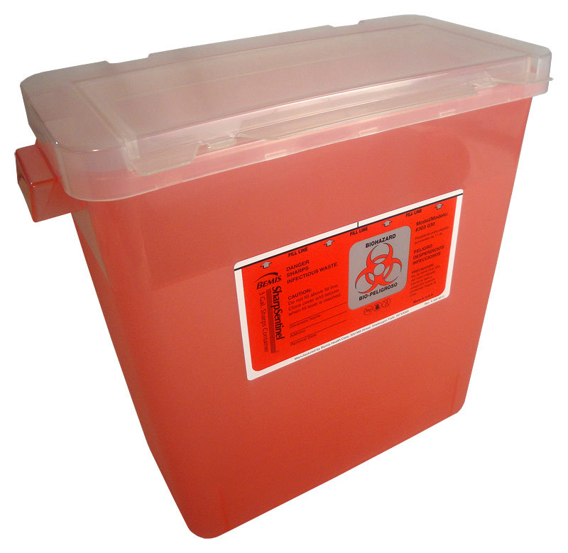 SHARPS CONTAINER RED 3 GALLON LARGE OPEN